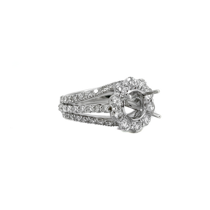 18K White Gold Triple Shank Cocktail Ring