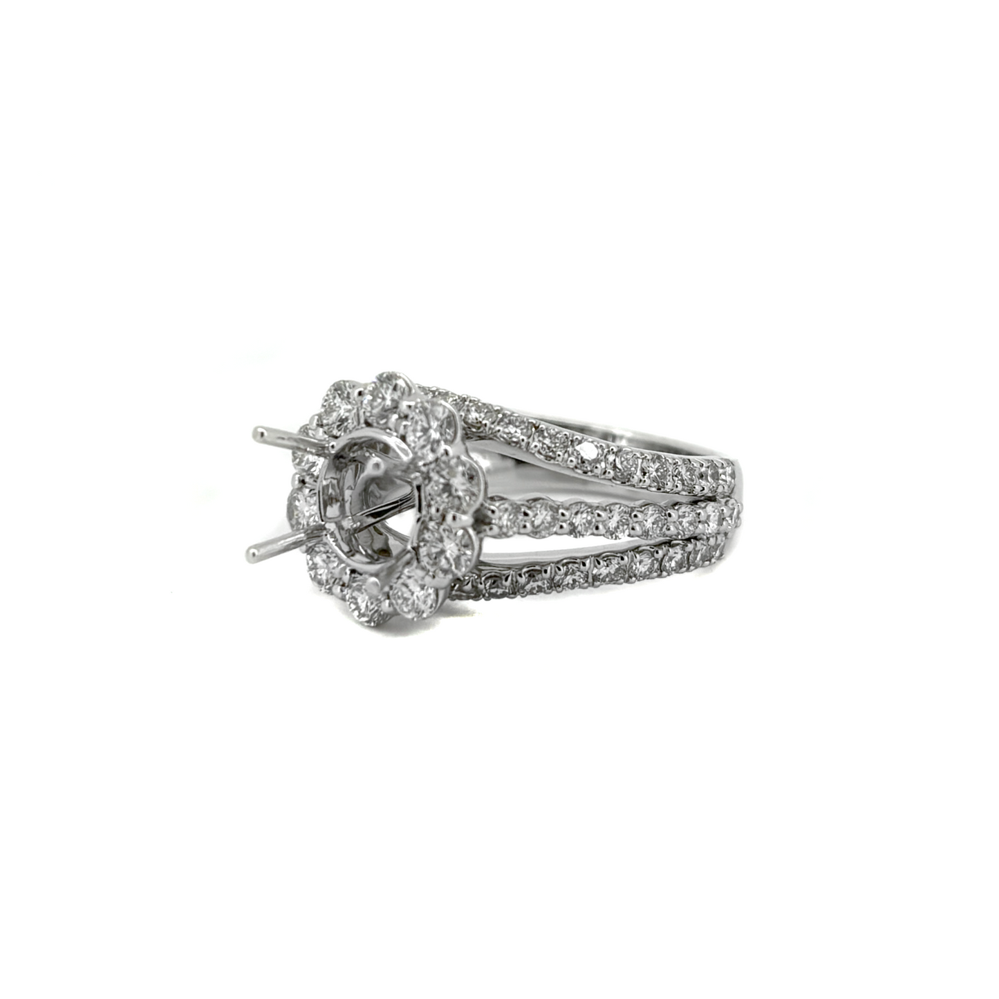 18K White Gold Triple Shank Cocktail Ring