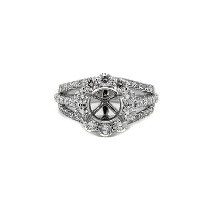 18K White Gold Triple Shank Cocktail Ring