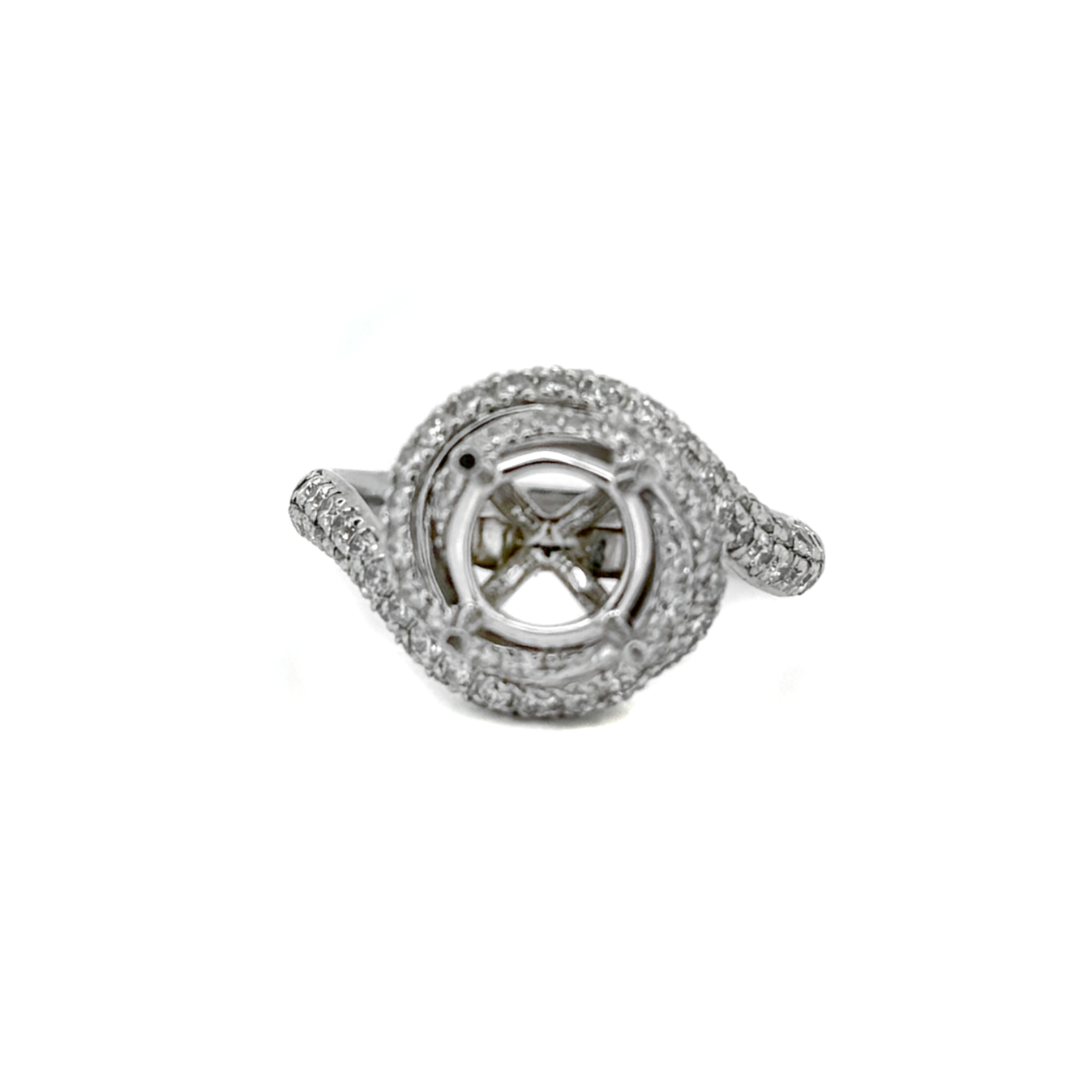 14K White Gold Twisted Pave Engagement Ring