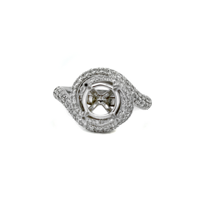 14K White Gold Twisted Pave Engagement Ring