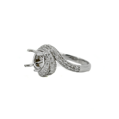 14K White Gold Twisted Pave Engagement Ring