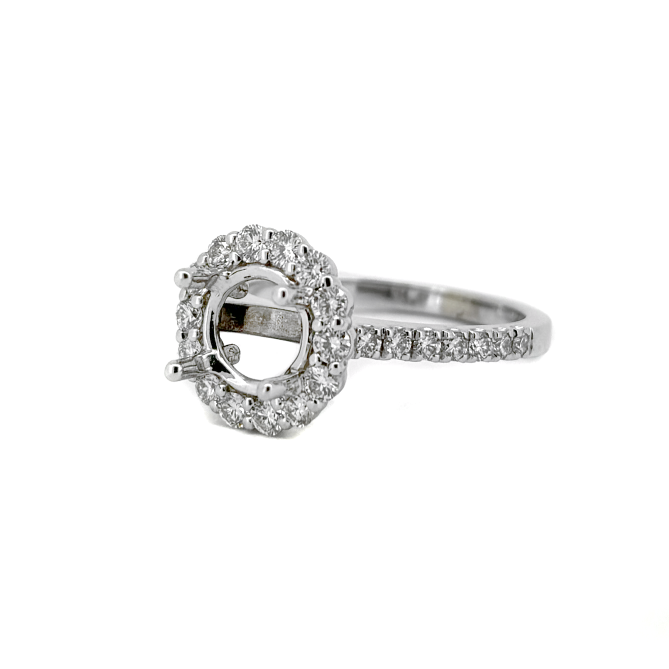 18K White Gold Round Halo Engagement Ring