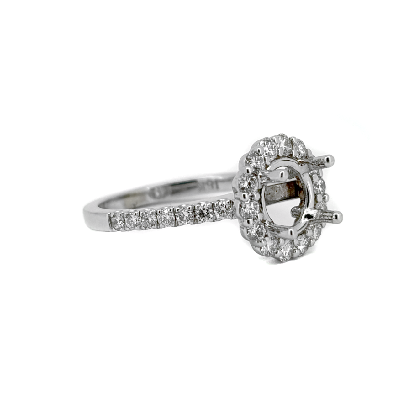 18K White Gold Round Halo Engagement Ring