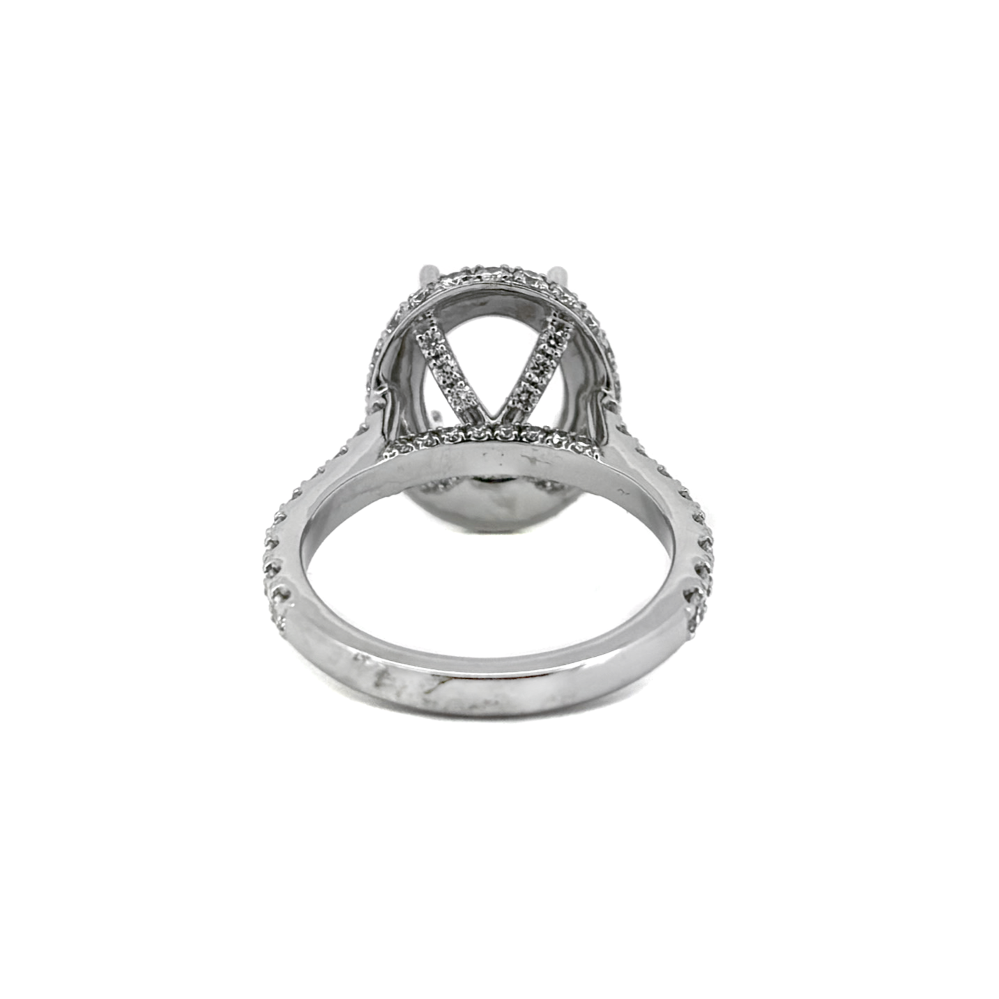 18K White Gold, Double Sided Halo Engagement Ring