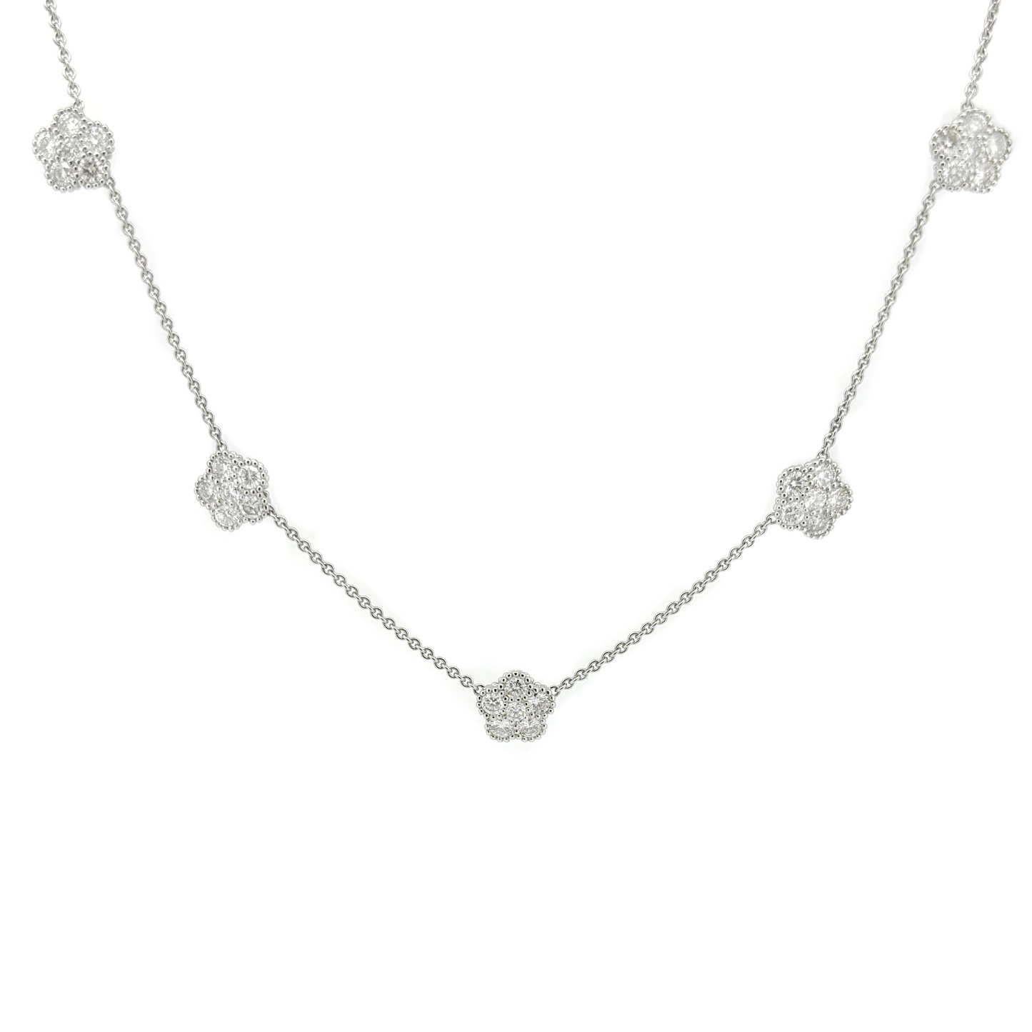 Bead Set Five Cluster Diamond Necklace