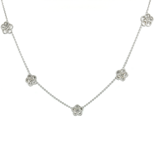 Bead Set Five Cluster Diamond Necklace