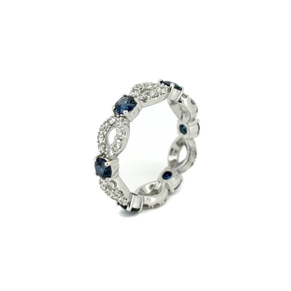 Diamond and Sapphire Stackable Eternity Band