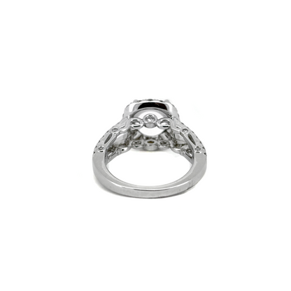 18K White Gold Cushion Halo, Engagement Ring